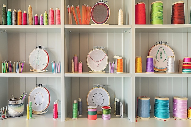 Pracownia z haftami i narzędziami